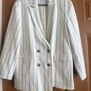 Old Navy White and Gray Striped Women's Blazer